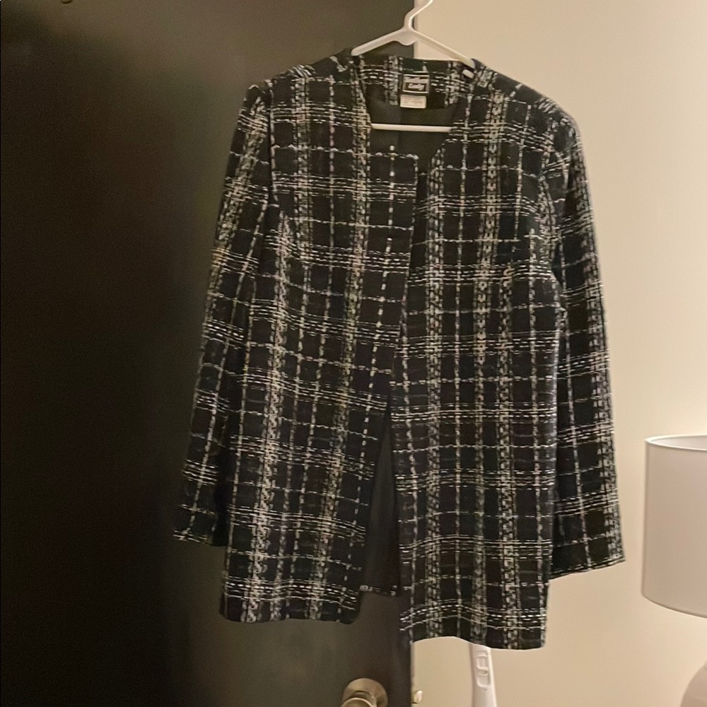 Women's Black and White Plaid Jacket